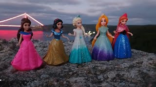 Satisfying Video I How to make Glossy Lolipops in to Rainbow Pool with Disney Princess Cutting ASMR [upl. by Ardnikal880]