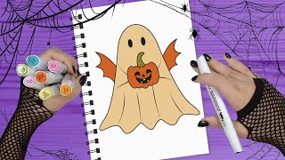 🤍 Como desenhar um FANTASMA de HALLOWEEN  Com ABÓBORA DESENHO DE HALLOWEEN [upl. by Relyk647]