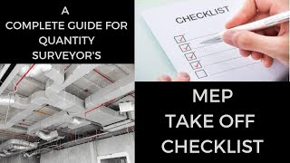 MEP Quantity Surveying  Complete Checklist for MEP Measurements [upl. by Pol]