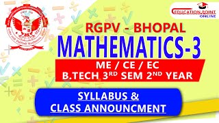 Syllabus  Mathematics 3 M3 RGPV BTech 2nd Year 3rd Sem Syllabus amp Class Announcement [upl. by Tillinger]