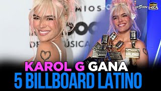 KAROL G GANA 5 CATEGORÍAS DE BILLBOARD LATINO Y UNA PLACA ESPECIAL [upl. by Dyob]