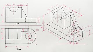 Engineering drawing  Isometric view  Isometric drawing  How to draw isometric view [upl. by Llecrep]