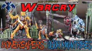 Age of Sigmar Warcry Ossiarch Bonereapers vs Ogor Mawtribes [upl. by Columbyne]