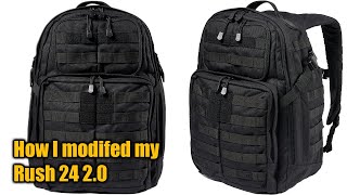 511 Tactical Rush 24 20 backpack modifications [upl. by Ylremik]