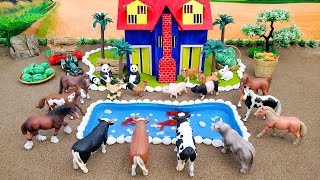 DIY how to make Cattle Farm Diorama with Pool for Animals  Mini Water Pumb  Gaby Animals [upl. by Norita]