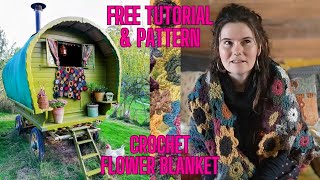 Crochet Flower Blanket  Free Tutorial amp Pattern [upl. by Epifano841]