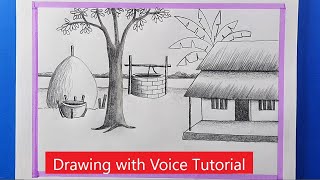 village scenery drawing  Gramer Drisso drawing by pencil [upl. by Erhard]