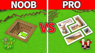 Mikey Family amp JJ Family  NOOB vs PRO  Underground House Build Challenge in Minecraft Maizen [upl. by Jaddo]