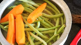 Beans carrot fry curry pappu charu telugu vantalu [upl. by Lehcem240]