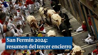 Resumen del tercer encierro de San Fermín 2024 [upl. by Idnil]