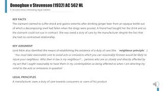 Case Law Tort Neighbour Principle Donoghue v Stevenson 1932 AC 562 HL [upl. by Skippy]