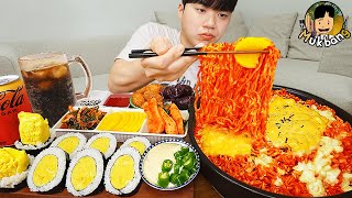 ASMR MUKBANG 직접 만든 치즈 불닭볶음면 김밥 치킨먹방 RAMYEON amp KIMBAP MUKBANG EATING SOUND [upl. by Ardelle515]