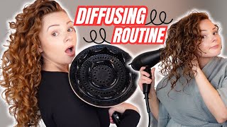 UPDATED DIFFUSING ROUTINE  BEST DIFFUSER FOR WAVY CURLY HAIR [upl. by Ujawernalo]