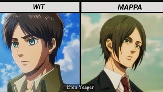 WIT STUDIO VS MAPPA COMPARISON AOT SEASON 4 [upl. by Htebazle]