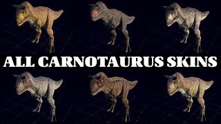 ALL CARNOTAURUS SKINS  JURASSIC WORLD EVOLUTION 2 [upl. by Toscano83]