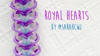 Rainbow Loom Bands Royal Hearts Bracelet by SarahCJW [upl. by Ris271]