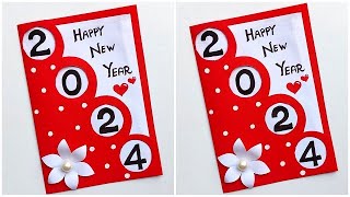 Happy New year card 2024  New year greeting card handmade  DIY New year card 2024 [upl. by Burnside]