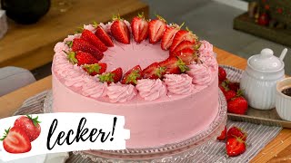 Leckerste Erdbeertorte selber backen  Rezept und Anleitung  Strawberry Cake [upl. by Ayikahs]