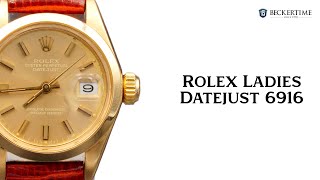 Ladies Rolex 18K Yellow Gold Datejust Watch Model Ref 6916 with Bronze Dial [upl. by Aihsiyt889]