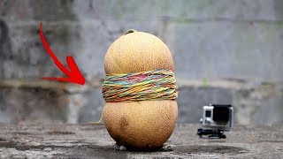 EXPERIMENT MELON VS 1000 Rubber Band [upl. by Pirri461]