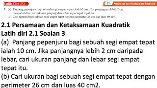 Latih diri 21 Soalan 3  21 Persamaan dan ketaksamaan kuadratik  Bab 2 Fungsi Kuadratik [upl. by Leis471]