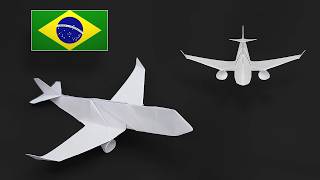 Origami Avião de Papel Realista  Instruções em Português BR [upl. by Jeconiah]