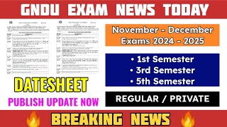 Gndu Exam News Today 😱 Datesheet 2024 Publish Update  1st  3rd  5th Semester  Gndu Latest Update [upl. by Hodges899]