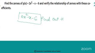 KREIS  SANKALP  10TH STD  POLYNOMIALS  S7 [upl. by Iht28]