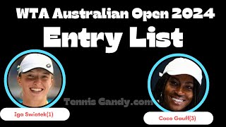 WTA Australian Open 2024 Entry List  Tennis  WTA Tour  Tennis Candy  AO 2024  Aussie Open 2024 [upl. by Idnerb742]