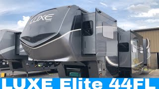 Luxe Elite 44FL  Luxury 5th Wheel  Front Living floor plan [upl. by Jarl271]