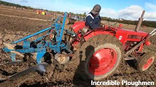 1959 International Harvester B275 23 Litre 4Cyl Diesel Tractor 38 HP with Ransomes Plough [upl. by Aneelak]