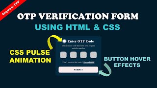 OTP verification form  CSS Pulse Animation  OTP verify [upl. by Lynnett437]