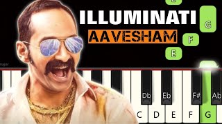 Illuminati 🔥  Piano tutorials  Piano Notes  Piano Online pianotimepass illuminatisong aavesham [upl. by Aelsel926]