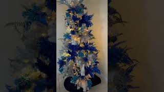 WOW 2024 Christmas decor  Decorate Flocked christmas tree with Blue decoration xmas [upl. by Aitsirt185]