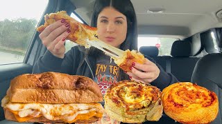 GRILLED CHEESE SANDWICH amp PIZZA ROLLS  CAR MUKBANG  ASMR  EATING SOUNDS [upl. by Allwein]