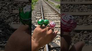 Train vs pops 🍭train lollipop jcb railway shortsfeed shorts experimnt explore candyshorts [upl. by Latsyrc]