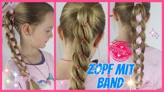 ZopfPferdeschwanz mit Band♥ 4 Strähnen Zopf♥coole Mädchen [upl. by Glory]