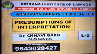 PRESUMPTION OF INTERPRETATION  LLB  CA  CS  CMA  CCSU [upl. by Yarrum]