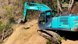 KOBELCO Excavator Paving a Path on the Hilltop [upl. by Sculley692]