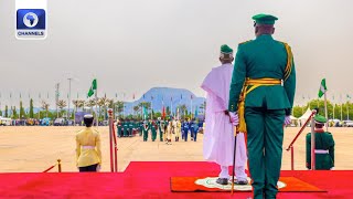 Military Parades For President Tinubu As Buhari Exits [upl. by Anirbac]