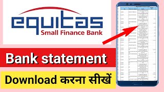 Equitas small finance bank statement kaise nikale  Equitas bank statement kaise nikale [upl. by Ardnnek415]