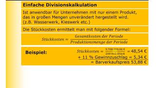 KLR  Kostenrechnung  Divisionskalkulation [upl. by Reiser]