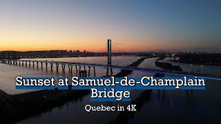 Sunset at SamuelDe Champlain Bridge Drone 4K [upl. by Karlyn126]