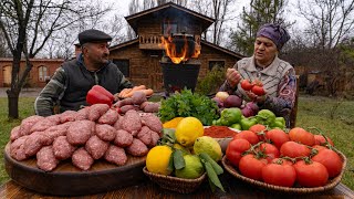 Kazan Cutlets With Vegetables Cooking on a Wood Fire [upl. by Triplett929]