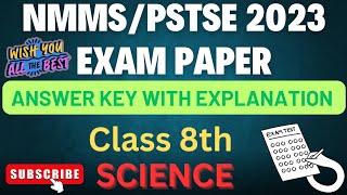 NMMS PSTSE 2023 EXAM PAPER CLASS 8TH SCIENCE ANSWER KEY WITH EXPLANATION [upl. by Coyle]