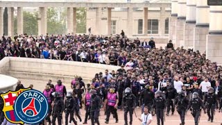 PSG Ultras in Barcelona Cortège parisiens Part2  fc Barcelona  Paris SG 1642024 UCL [upl. by Doehne]