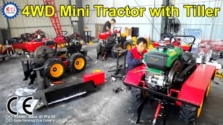 AWD Mini Wheel Tractor Rotary Tiller with Different Horsepowers [upl. by Sampson122]