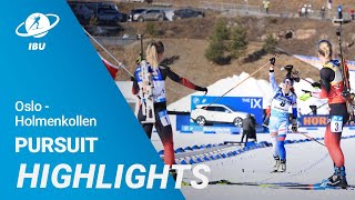 World Cup 2122 Holmenkollen Women Pursuit Highlights [upl. by Blader]