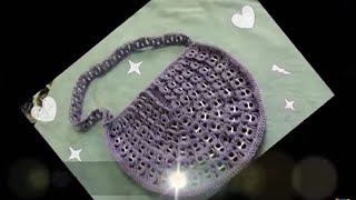 PARTE 1 DE 4 TUTORIAL BOLSA CON ANILLAS DE LATA A CROCHET SEMICIRCULAR   Labores Angélika [upl. by France]