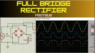 Full Wave Bridge Rectifier Circuit  Bridge Rectifier Simulation in Proteus  PROTEUS TUTORIAL [upl. by Eerac]